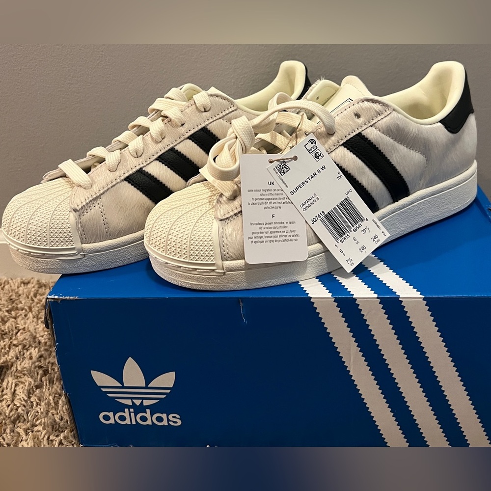 Adidas Superstar Shoes in Off-White and Black